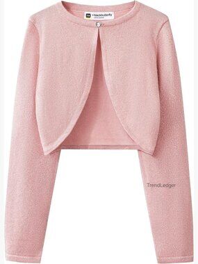 Kids Long Sleeve Sparkle Cardigan Shrug Button Fastening Cotton Knit